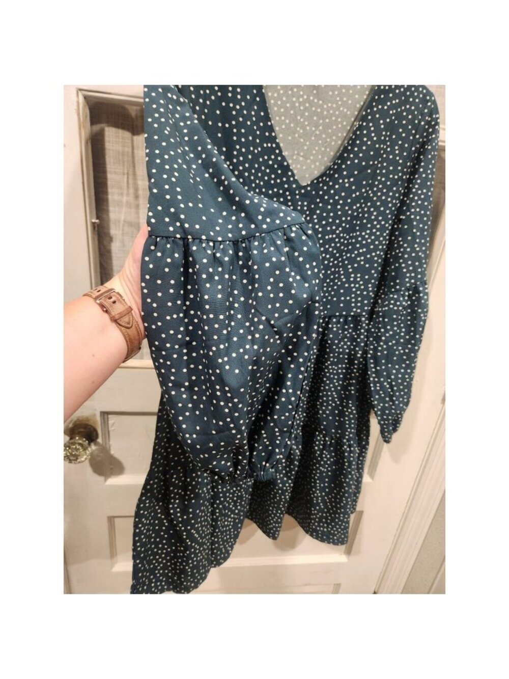 Green and‎ White Polka Dot Flowy Dress Women's Size Small - Picture 4 of 5
